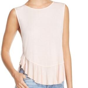 Free People We The Free Uptown Tank Top Ruffle Hem Ballet Pink Size L NWT Boho